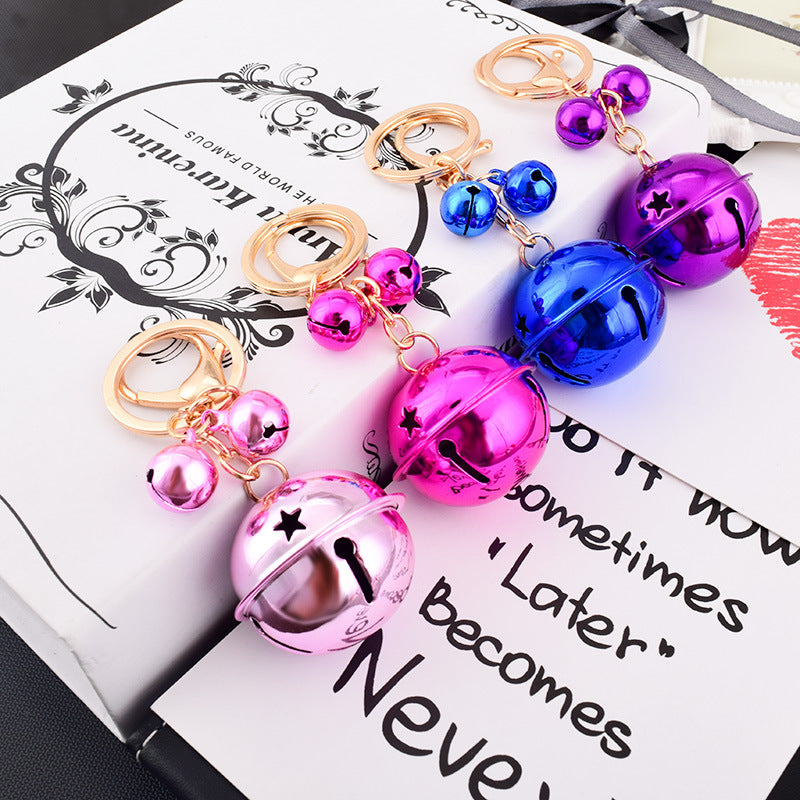 Creative Cartoon Color Matching Bell Car Key Ring Lovely Bag Small Pendant Mobile Phone Pendant Gifts for Men and Women