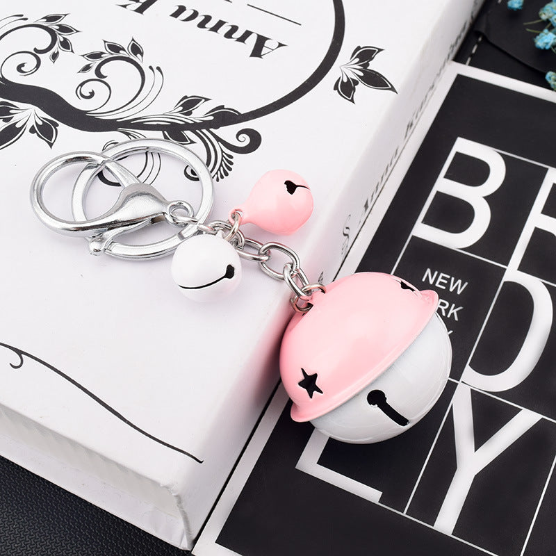 Creative Cartoon Color Matching Bell Car Key Ring Lovely Bag Small Pendant Mobile Phone Pendant Gifts for Men and Women