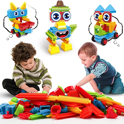 JY22001 Stickle Bricks Building Blocks Tiles-100pcs Big And Colorful Hedgehog Building Blocks Toys Toddler Construction Toys for 3 Year Olds