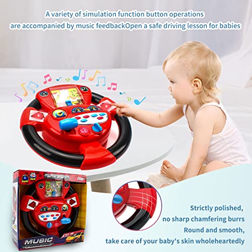 TOP22007 Bravepal Steering Wheel Toy, Baby Role Play Driver Simulated Portable Driving Controller with Funny Sounding & Music Driving Wheel Toy,Pretend Play Toy Steering Wheel for Kids 2+Years