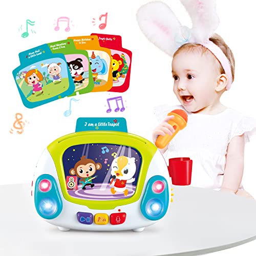 HL22003 Selfdrivepal Music Toys for Kids, Karaoke Microphone Music Player with Singing Recording & Voice Changing Function Learning Educational Jukebox Gift Toy Musical Toy for 2 3 4 Years Old Boys & Girls