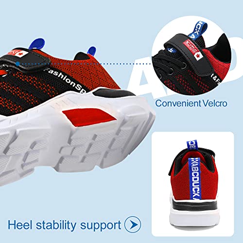 Kid Trainers Boys Running Trainers Mesh Walking ShoesSport Shoes Lightweight Casual Shoes Black & Red Size 37