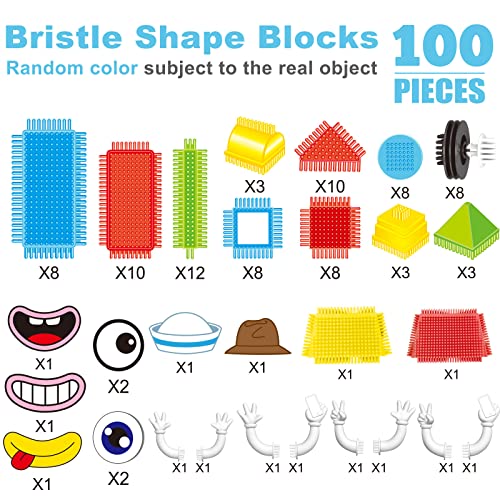 JY22001 Stickle Bricks Building Blocks Tiles-100pcs Big And Colorful Hedgehog Building Blocks Toys Toddler Construction Toys for 3 Year Olds