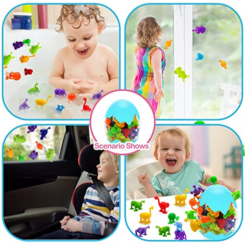 TOP22010-Blue Suction Toys Baby Bath Toy Set-45 Pcs Kids Suction Cup Toys,Bathtub Silicone Building Blocks, Stress Release Toys,Toddler Travel Toys for 3 4 5 6 7 8 Year Old Boy Girl (Blue)