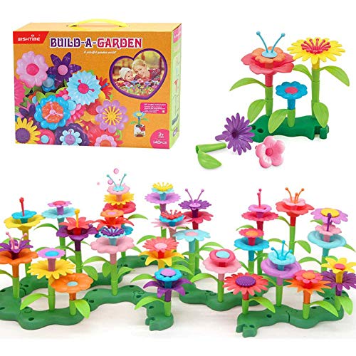 TS19001 Garden Toys Gifts for 3 Year Old Girls - Flower Garden Building Toy Set 148 Pcs Build a Bouquet Floral Arrangement Playset Educational Creative Craft Toys for 3, 4, 5, 6 7 8 Year Old Toddlers Kids