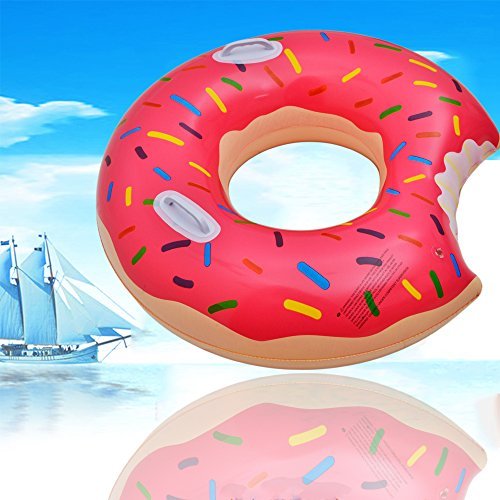 Swimming Pool Floats Swim Rings - HQ17001-Pink Summer New Design Handhold Donut Inflatable Swim Pool Ring Red Brown for Adults Toddler Kids (Red)