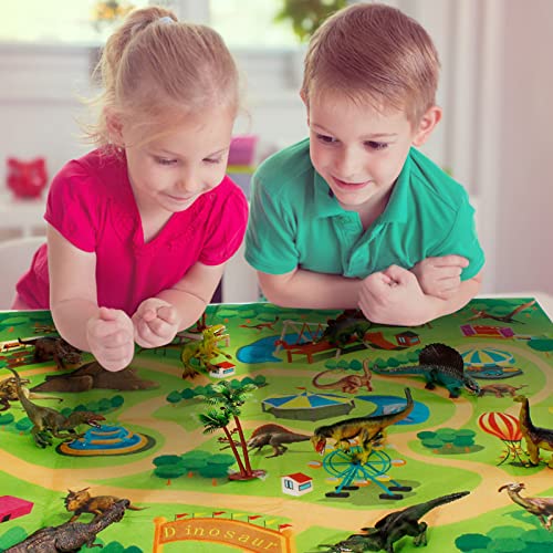 HANMUN Dinosaur Toys Playset for Kids - Toddler Dino Toy Dinosaur Figure with Play Mat Realistic Toy Dinosaur Playset for Kids - Dino for Boy Animal Toy for Kids 3-4-5-6 Years