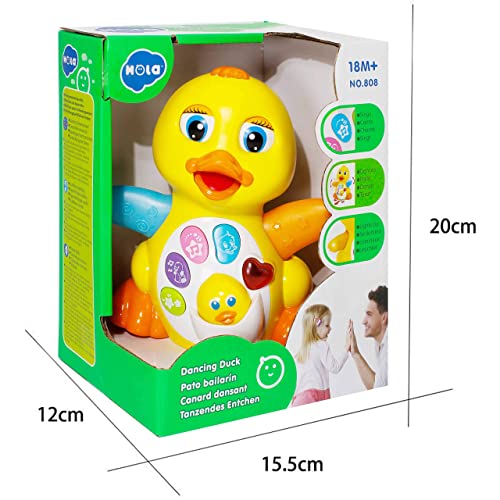 HL808 Musical Dancing Yellow Duck Toys, Walking Duck Baby Toy with Music and LED Lights, Singing, Wings Flap Creat Children Interactive, Early Educational Toys for Babies and Toddlers