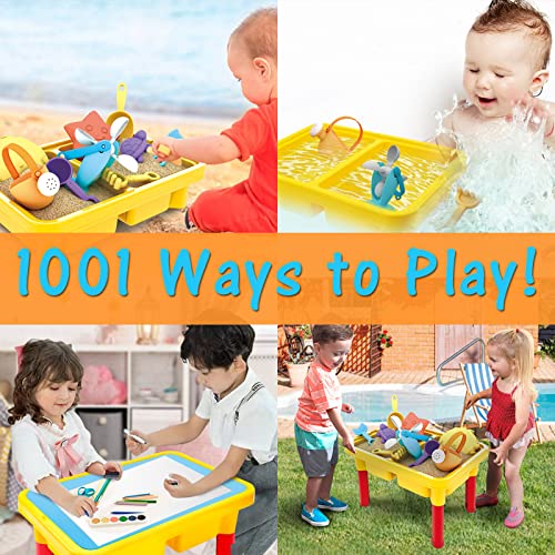 HYY19004  Sand and Water Table for Toddlers – 3in1 Indoor & Outdoor Water Table for Kids – Portable Baby Water Table with Cover and Toddler Beach Toys – Sensory Bin Table for Babies & Toddlers