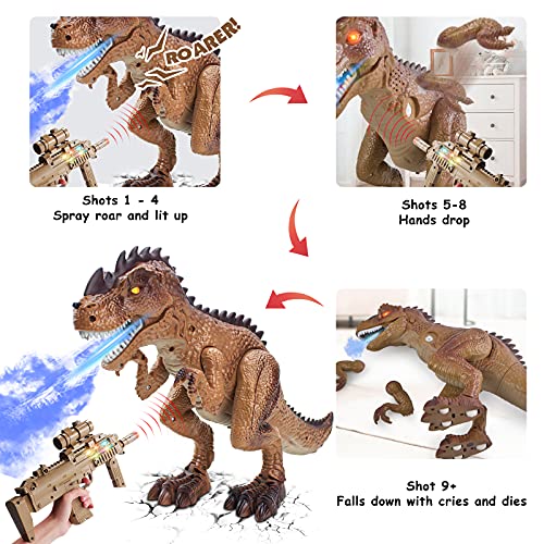 WS21001 RC Dinosaur Toys for Kids 8-12, Large Realistic Walking TRex Toy Shooting Game Battle Attack Robot Tyrannosaurus Rex Dinosaur Toys with Roaring Sound Lights, Christmas Birthday Gift for Boys Girls 3+