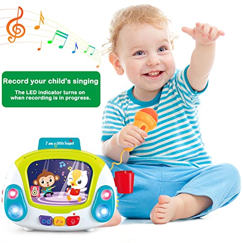 HL22003 Selfdrivepal Music Toys for Kids, Karaoke Microphone Music Player with Singing Recording & Voice Changing Function Learning Educational Jukebox Gift Toy Musical Toy for 2 3 4 Years Old Boys & Girls