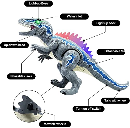 TOP20010 Remote Control Dinosaur Toys for Kids - Electronic Toy Walking Spray Mist Realistic Velociraptor Dinosaur Toys with LED Light Up, Roaring Sound, Shaking Head for Toddlers Boys Girls