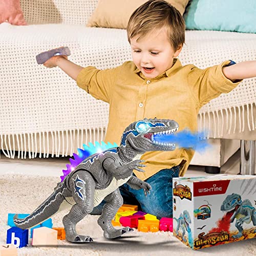 TOP20010 Remote Control Dinosaur Toys for Kids - Electronic Toy Walking Spray Mist Realistic Velociraptor Dinosaur Toys with LED Light Up, Roaring Sound, Shaking Head for Toddlers Boys Girls