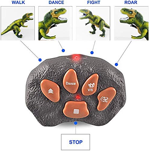 TOP19028-Green Remote Control Dinosaur Electric Toy Kids RC Animal Toys Dinosaur Walking and Roaring Realistic T-Rex Robot Toys for Toddlers Boys Girls Green