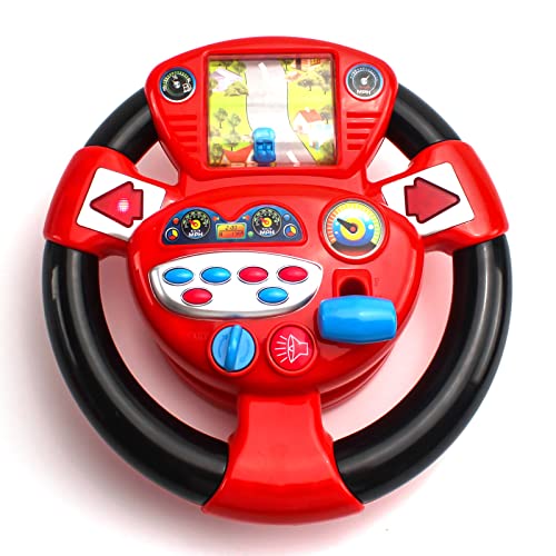 TOP22007 Bravepal Steering Wheel Toy, Baby Role Play Driver Simulated Portable Driving Controller with Funny Sounding & Music Driving Wheel Toy,Pretend Play Toy Steering Wheel for Kids 2+Years