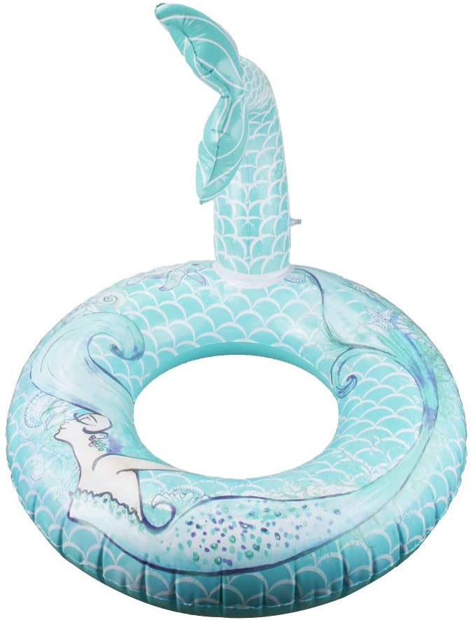 Cute Mermaid Tail Pool Float 30 Inches Cute Mermaid Inflatable Pool Float Swimming Ring Summer Party Beach Lounge Lilos for Kids