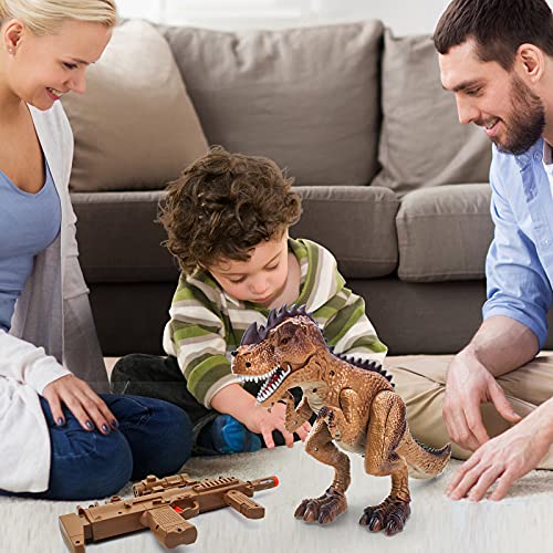 WS21001 RC Dinosaur Toys for Kids 8-12, Large Realistic Walking TRex Toy Shooting Game Battle Attack Robot Tyrannosaurus Rex Dinosaur Toys with Roaring Sound Lights, Christmas Birthday Gift for Boys Girls 3+