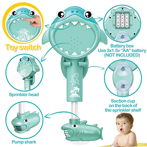 SUNWUKING Bath Shower Head for Toddler - Baby Bath Sprayer Shower Head - Baby Bathtub Toys Sprinkler Electric Shower - Bath Shower Head for Kids with Suction Cups Shelf