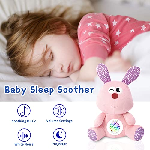 HDL21002 Growinlove Baby Sleep Soother Bunny Sleep Music Toy, White Noise Sound Machine Baby Nightlight Projector with 3 Volume Settings, Baby Sleep Aid Toy for Newborns Babies Boys Girls