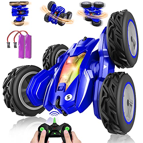 Remote Control Car Stunt Car - 360° Rotating Racing Cars 4WD Double Sided Flips Spins RC Car 2.4GHz High Speed Off Road Vehicle with LED Headlights Gifts Toys for Boys Age 6-12 Years Old Kids