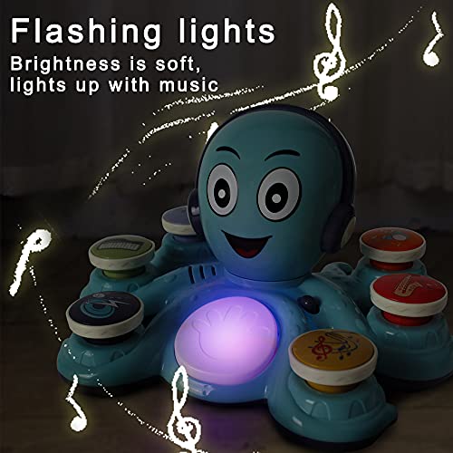 RJ21001 Growinlove Baby Musical Toys for Toddlers Rock Octopus Music Toys, Educational Toys for Baby Toddler, Baby Present Interactive Musicial Toy for 1 2 3Year Old Girls/Boys