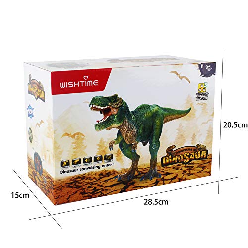 TOP19028-Green Remote Control Dinosaur Electric Toy Kids RC Animal Toys Dinosaur Walking and Roaring Realistic T-Rex Robot Toys for Toddlers Boys Girls Green