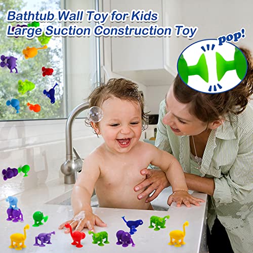 TOP22010-Yellow Suction Toys Baby Bath Toy Set-45 Pcs Kids Suction Cup Toys,Bathtub Silicone Building Blocks, Stress Release Toys,Toddler Travel Toys for 3 4 5 6 7 8 Year Old Boy Girl (Yellow)