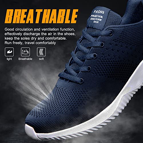 Men's Trainers Road Running Shoes Casual Mesh Athletic Trainers for Gym Sports Fitness Size 7 Blue