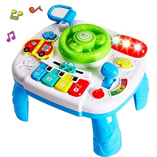 HANMUN Musical Learning Table Baby Toys 2 in 1 Early Education Toys Music Activity Center Table Baby Sound Toy for Infant Babies Toddler Boys Girls 18m+