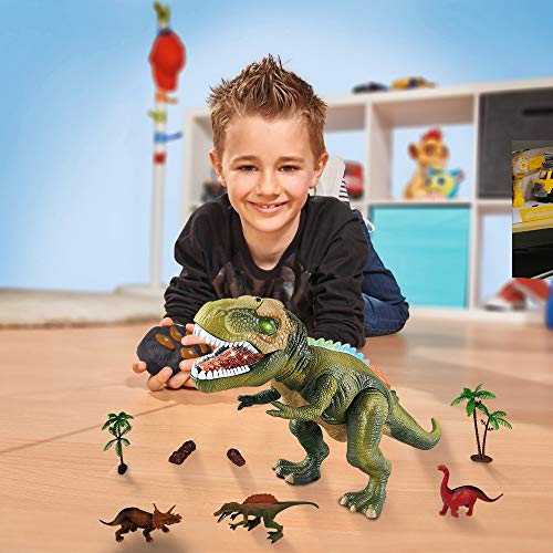 TOP19028-Green Remote Control Dinosaur Electric Toy Kids RC Animal Toys Dinosaur Walking and Roaring Realistic T-Rex Robot Toys for Toddlers Boys Girls Green