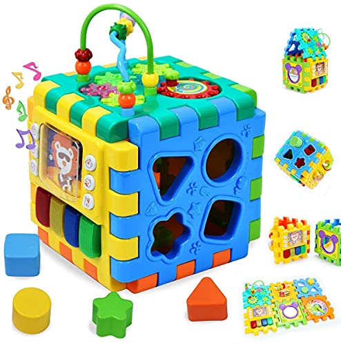 GY18003 Baby Activity Musical Educational Toy Activity Centre Musical Cube Play & Learning Toy with Music & Light Shape Sorter for Boys and Girls Toddlers