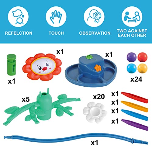 WZK21001 Xmasmate Electric Shaking Sunflower Balancing Game Toy, Fun Parent-Child Interactive Desktop Game Toy with 24pcs Colored Beads and 4 Tongs,Improve Motor Skills for Boys/Girls Birthday Gift