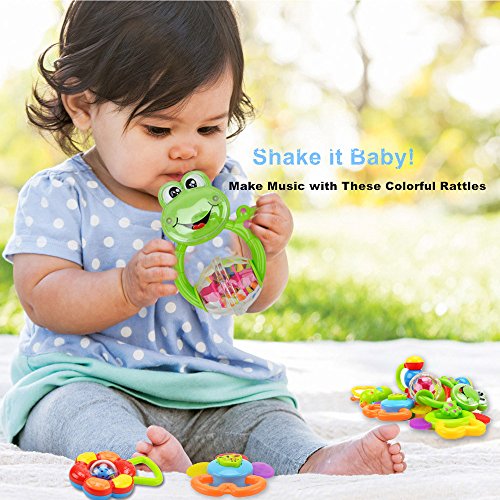 ZM15015-Plus Rattle Teether Set Baby Toy - Sensory Baby Toy 0-12 Months Shaker Grab Rattle Baby Infant Newborn Toys Early Educational Toys for 3 6 9 12 Month Boys Girls