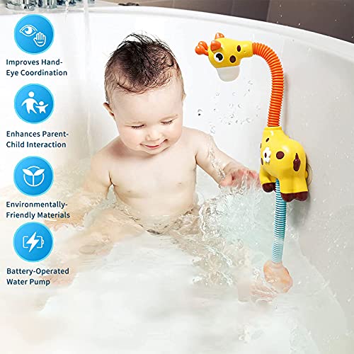 JL21001 Giraffe Toddler Bath Shower Head Toy, Baby Bath Toys Sprinkler Bathtub Toy for Kids, Perfect for Boys Girls for Bath Time