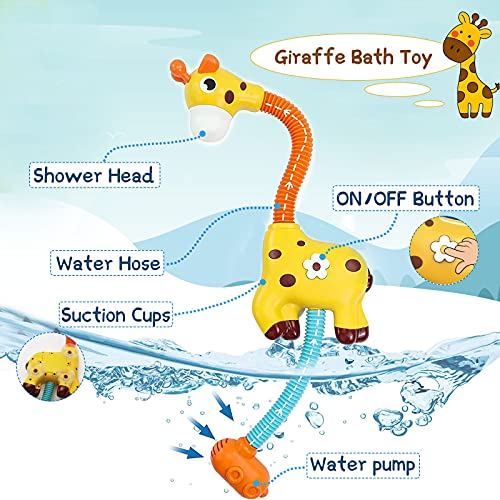 JL21001 Giraffe Toddler Bath Shower Head Toy, Baby Bath Toys Sprinkler Bathtub Toy for Kids, Perfect for Boys Girls for Bath Time