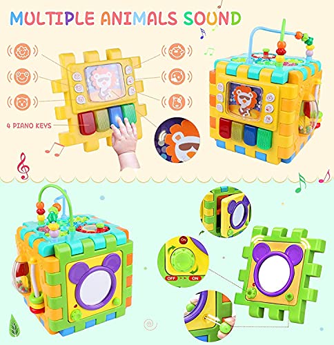 GY18003 Baby Activity Musical Educational Toy Activity Centre Musical Cube Play & Learning Toy with Music & Light Shape Sorter for Boys and Girls Toddlers