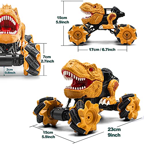 Remote Control Car Dinosaur Toys - 2.4 GHz Monster Truck 360° Spins Stunt Car Rechargeable Cars Toys 45° Drift Outdoor for Boys Girls