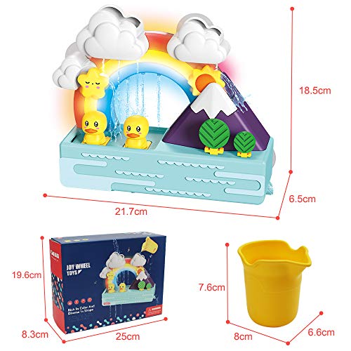 SDL21002 Baby Bath Toys for Toddlers 2-3 Bathtub Toy Musical Sound Bathroom Toy Wall Spin Duck Cloud Weather Toy Kids Water Game Waterfall with Music & Light, Gifts for 18 Months Boys and Girls