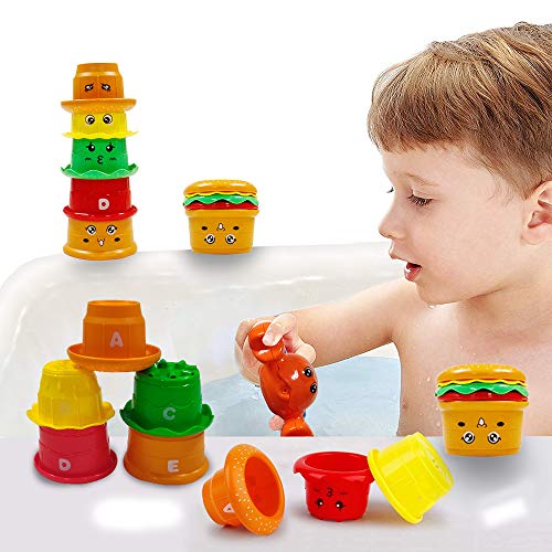 BCJ20001 Baby Bathtub Toy Diver Game - Happytime Water Toys 3 Stackable and Nesting Cups, Submarines and Spout (Color in Random)