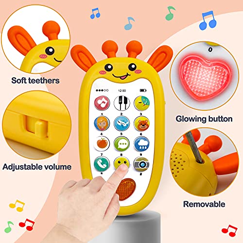 SLE21002 Baby Rattle Teether Set with Phone Toy, Newborn Baby Toys 3 6 9 12 Months with Storage Box, Grab Spin Rattle Shaker Sounds Toy, Infant Gift Toddlers Teething Toys for Baby Boys Girls