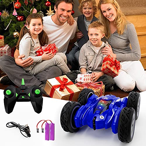 Remote Control Car Stunt Car - 360° Rotating Racing Cars 4WD Double Sided Flips Spins RC Car 2.4GHz High Speed Off Road Vehicle with LED Headlights Gifts Toys for Boys Age 6-12 Years Old Kids