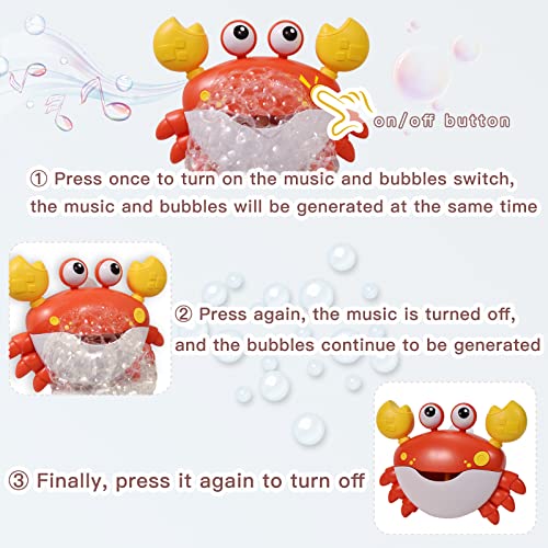 TOP22007 Charmspal Toddler Bath Toy Bubble - Crab Bath Toys for Kids - Bathtub Toys Musical Bubble Machine - Bath Toys with Suction Cups Music - Bath Gifts for Boys and Girls