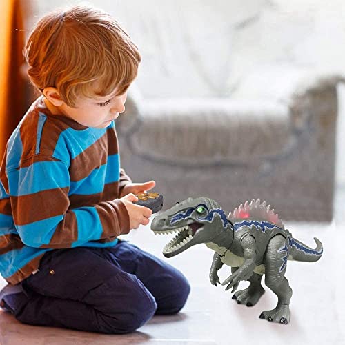 TOP20010 Remote Control Dinosaur Toys for Kids - Electronic Toy Walking Spray Mist Realistic Velociraptor Dinosaur Toys with LED Light Up, Roaring Sound, Shaking Head for Toddlers Boys Girls