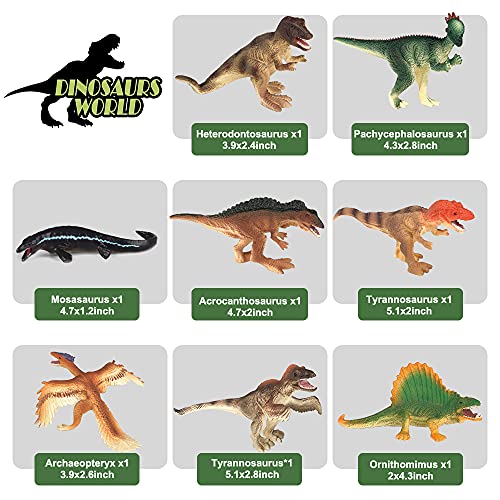 HJ21001-Yellow Dinosaur Toys Figure for Boys - Dinosaur Playsets for Toddlers Dinosaur Toys with Easter Egg Toys for Kids Dinosaur Eggs Dinosaur Play Mat Easter Dinosaur Gifts for Kids 3 5 7 9 Years Old