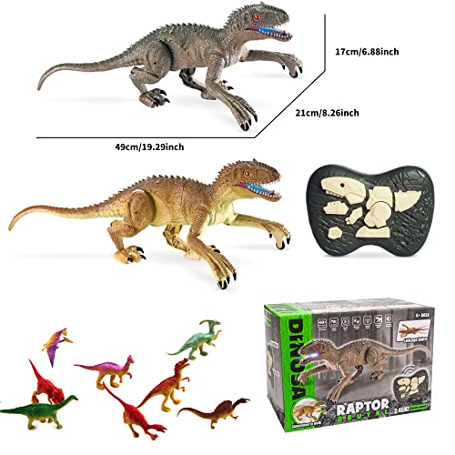 Remote Control Dinosaur Toys for Boys, Electric 2.4 Ghz RC Walking Robot Velociraptor with LED Eye, Roaring Sound, Dinosaur Gifts for Kids, Best Choice For Dinosaur Lovers