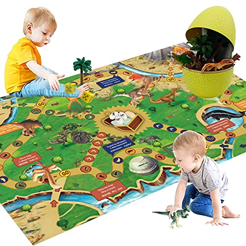 HJ21001-Yellow Dinosaur Toys Figure for Boys - Dinosaur Playsets for Toddlers Dinosaur Toys with Easter Egg Toys for Kids Dinosaur Eggs Dinosaur Play Mat Easter Dinosaur Gifts for Kids 3 5 7 9 Years Old