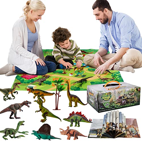 HANMUN Dinosaur Toys Playset for Kids - Toddler Dino Toy Dinosaur Figure with Play Mat Realistic Toy Dinosaur Playset for Kids - Dino for Boy Animal Toy for Kids 3-4-5-6 Years