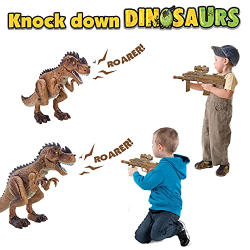 WS21001 RC Dinosaur Toys for Kids 8-12, Large Realistic Walking TRex Toy Shooting Game Battle Attack Robot Tyrannosaurus Rex Dinosaur Toys with Roaring Sound Lights, Christmas Birthday Gift for Boys Girls 3+