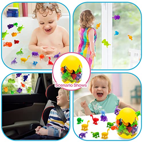 TOP22010-Yellow Suction Toys Baby Bath Toy Set-45 Pcs Kids Suction Cup Toys,Bathtub Silicone Building Blocks, Stress Release Toys,Toddler Travel Toys for 3 4 5 6 7 8 Year Old Boy Girl (Yellow)