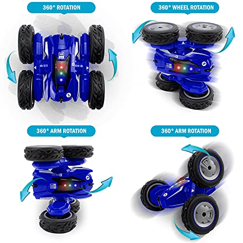 Remote Control Car Stunt Car - 360° Rotating Racing Cars 4WD Double Sided Flips Spins RC Car 2.4GHz High Speed Off Road Vehicle with LED Headlights Gifts Toys for Boys Age 6-12 Years Old Kids